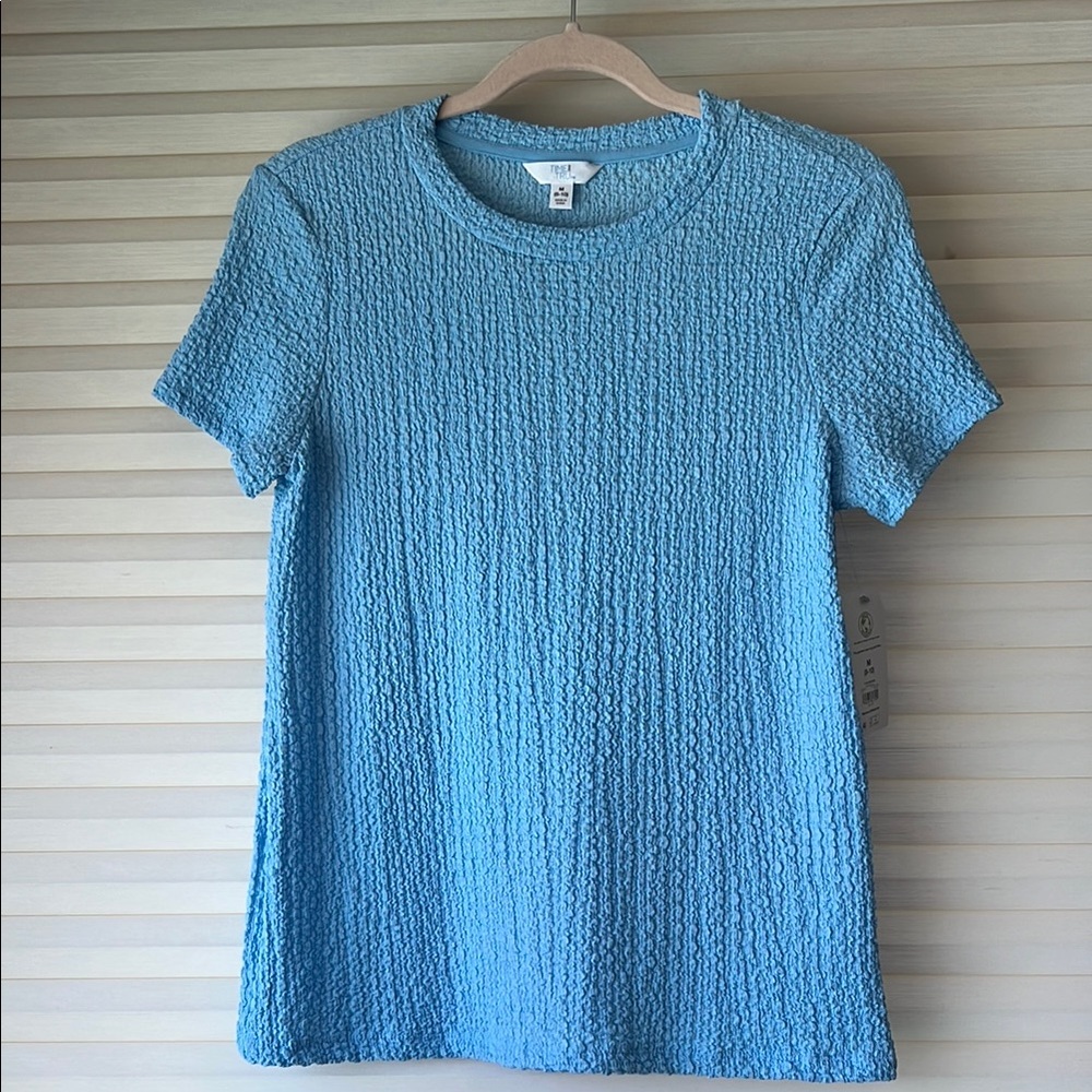 Time and Tru Baby Blue Ribbed Short Sleeve T-Shirt